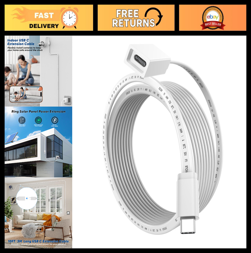 9.8ft USB-C Extension Cable, Waterproof Type C Male to Female Cord, 45W Charger