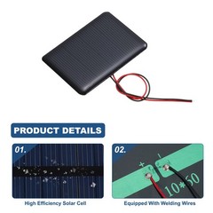 2Pcs 2V 0.24W 120mA Mini Solar Panels with Cable