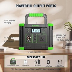 Portable Power Station 330W: Solar Generator with 60W USB-C