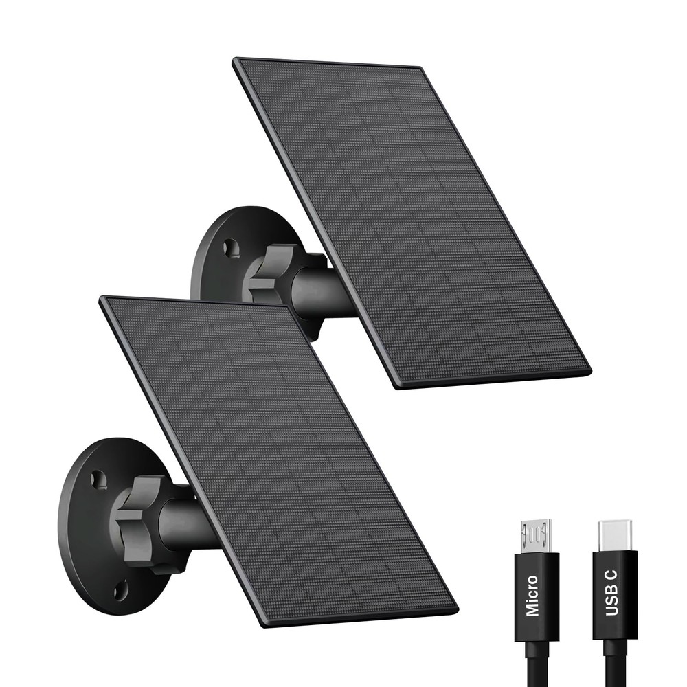 2W Solar Panel for Security Camera Outdoor, USB/USB-C Charger with IP65 Water…