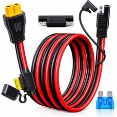 XT60 to SAE Connector Cable, 10AWG Heavy Duty with Inline Fuse 15A/20A, Pure Cop