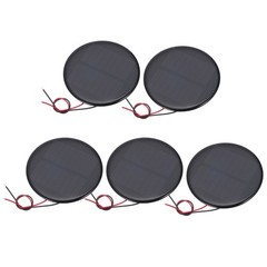 5 Pcs 4V 0.52W 130mA Mini Solar Panels with 2 Cable, 73mm Dia