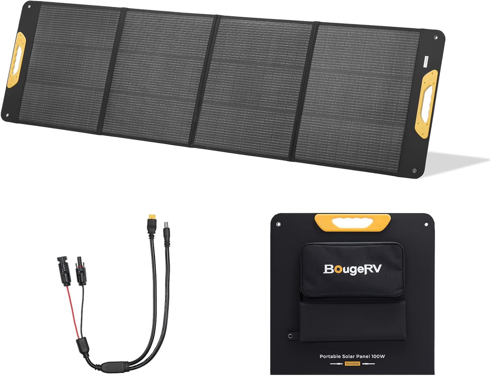 Bougerv 200W Portable Solar Panel, Fiberglass Solar Charger, up to 25% Conversio