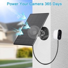 Solar Panel for Security Camera, 2 Pack 2W Solar Charger with Micro USB & USB-C