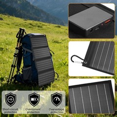 Dongindar 40W Foldable Solar Panel Charger USB-C USB-A DC12V IP67 Waterproof