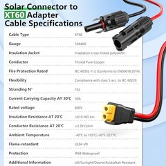 10AWG XT60 Solar Cable- Solar to XT60 Cable 20 FT Extension Cabl