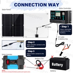 6000W Solar Power System 100A MPPT Controller 300W Panel 12V to 110V/220V