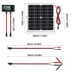 Trickle 30W Solar Panel 12V Battery Charger w/ Controller Kit Maintainer Car RV