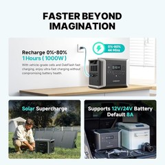 Dabbsson 1200W 3030Wh Power Station LiFePO4 Solar Generator w/ Extra Battery