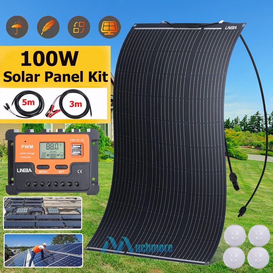 400W Monocrystalline Solar Panel LCD Battery Charger Kit fr Home/Caravan/RV/Boat