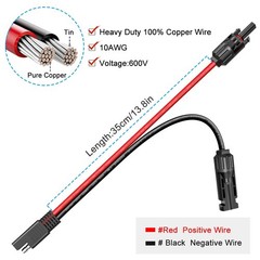 Solar Panel Connector Cable, 10AWG SAE Connector to Male & Female Solar Conne…