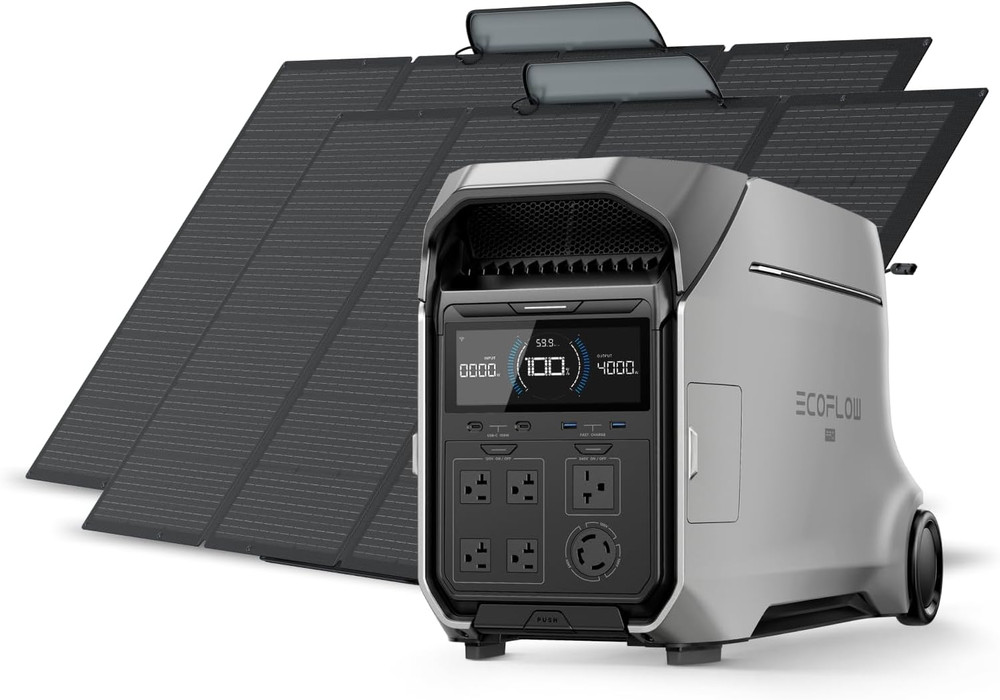 Solar Generator 4096Wh DELTA Pro 3 with 2X400W Portable Panels, 120/240V 4000W A
