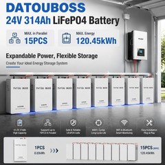 24V 314Ah 8.03kWh Lithium Battery LiFePO4 Battery Motorhome Solar System+WiFi