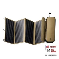NESTOUT Portable Solar Panel, USB-C and USB-A Ports, Beige 4-Panel (Upgraded)