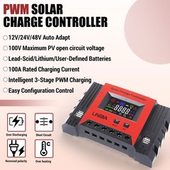 5200W PWM Solar Charge Controller 100A 12V 24V 48V USB Battery PV Regulator Auto