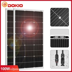 Dokio 200W Rigid Mono Solar Panel 100Wx2PCS Series/Parallel for Marine Camper