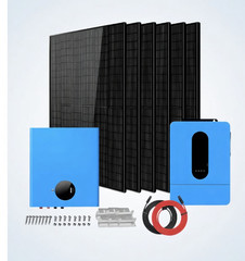 Solar Kit, 6,500W 48VDC 120/240VAC, 5.12 kWh, Lithium Battery, 6 x 370 Watt SP