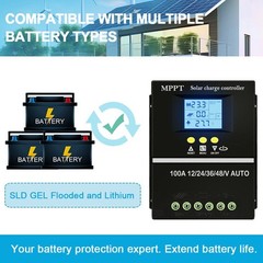 4000W 100A MPPT Solar Charge Controller 12V/24V/36V/48V Battery PV Regulator USB
