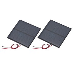 2 Pcs 4V 0.6W 150mA Mini Solar Panels with 2 Cable 70mm x 70mm