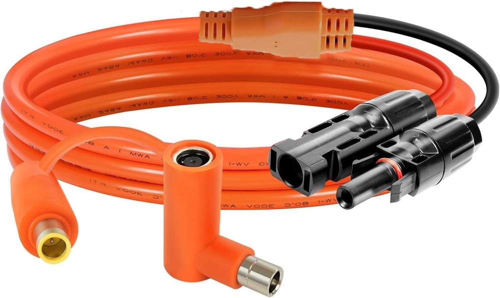 Solar Connector to DC 8mm Adapter Cable 5FT, 12AWG + 14AWG Tinned Copper Wire wi