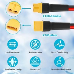10AWG 30FT XT60 Extension Cable 2 3 5 10 15 20 25 30 35 40 50 75 100FT XT60 F…