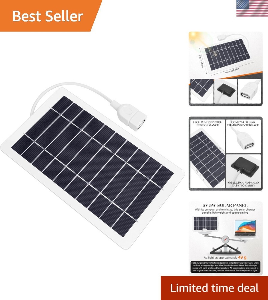Compact 5W USB Solar Panel Kit – Perfect for Camping & Hiking Adventures