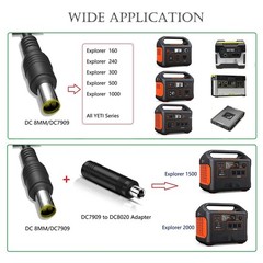 20Ft 14AWG DC8mm Extension Cable with Adapter for Solar Panels & Power Stations