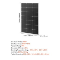 Uimoso 100W Monocrystalline Solar Panel High-Efficiency PV Module for Power