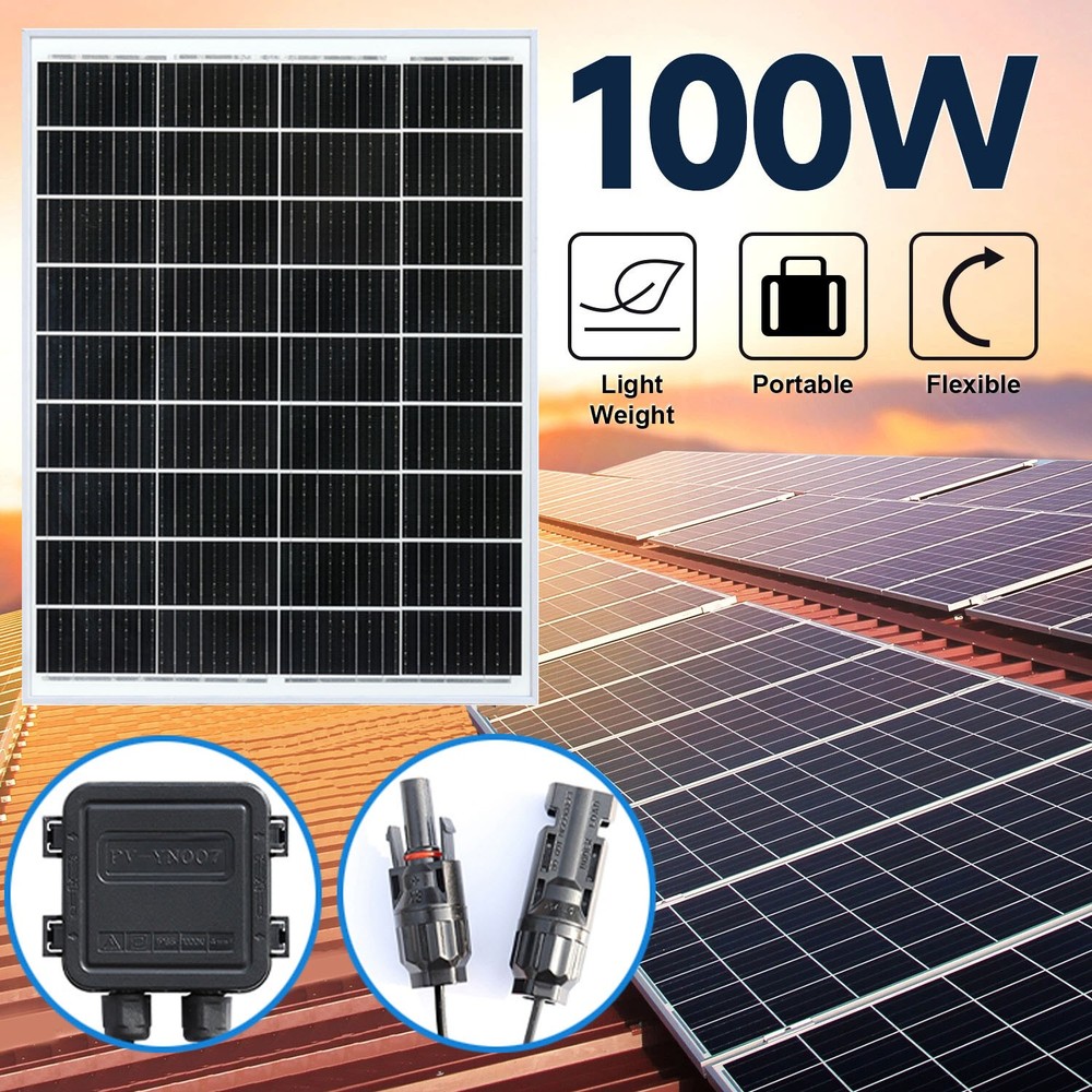 Single-sided 100W Watt 12V Solar Panel Mono HighEfficiency PV for Sunshed Roof
