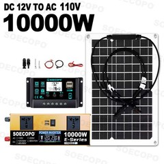 10000W Solar Power System Kit, 12V24V to 110V/220V Inverter Flexible Panel