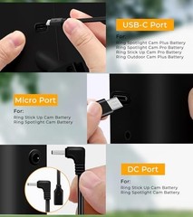 8W Solar Panel Charger 2-Pack for Ring Cameras, Waterproof, USB-C Adapter, 10ft