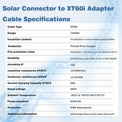 Solar to XT60i Charge Extension Cable 3FT/6FT/12FT/25FT/50FT, Solar Connector…