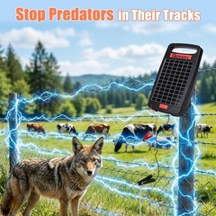 10 Miles Solar Electric Fence Charger with Short Circuit Alarm,0.18J Solar Power