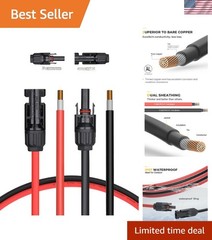 Efficient 20 Feet 10AWG Solar Cable with Male & Female Connectors – Plug & Play