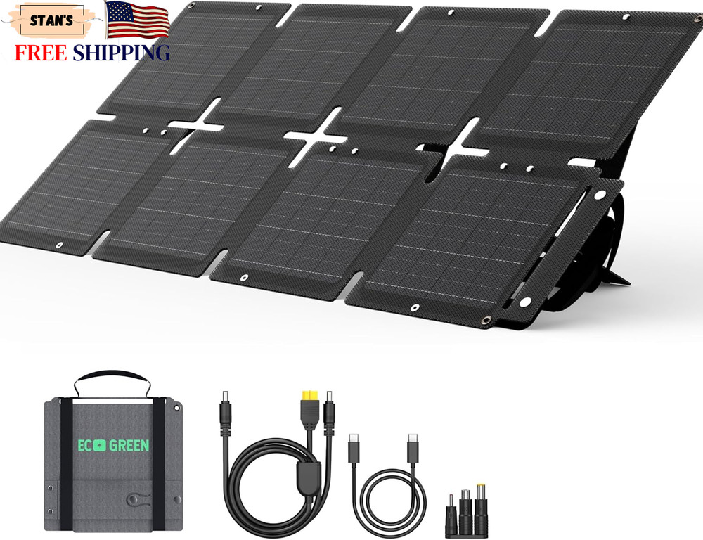 60W Portable Solar Panel, High Efficiency Waterproof, USB-C for Camping & RV NEW
