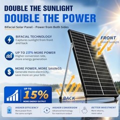 18BB 200W Solar Panel, 2PCS N-Type 12V 100 Watt Bifacial Solar Panels | 25.2%