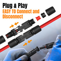 100FT 10 AWG Solar Panel Extension Cable PV Wire Solar Connectors Pair 6mm² US