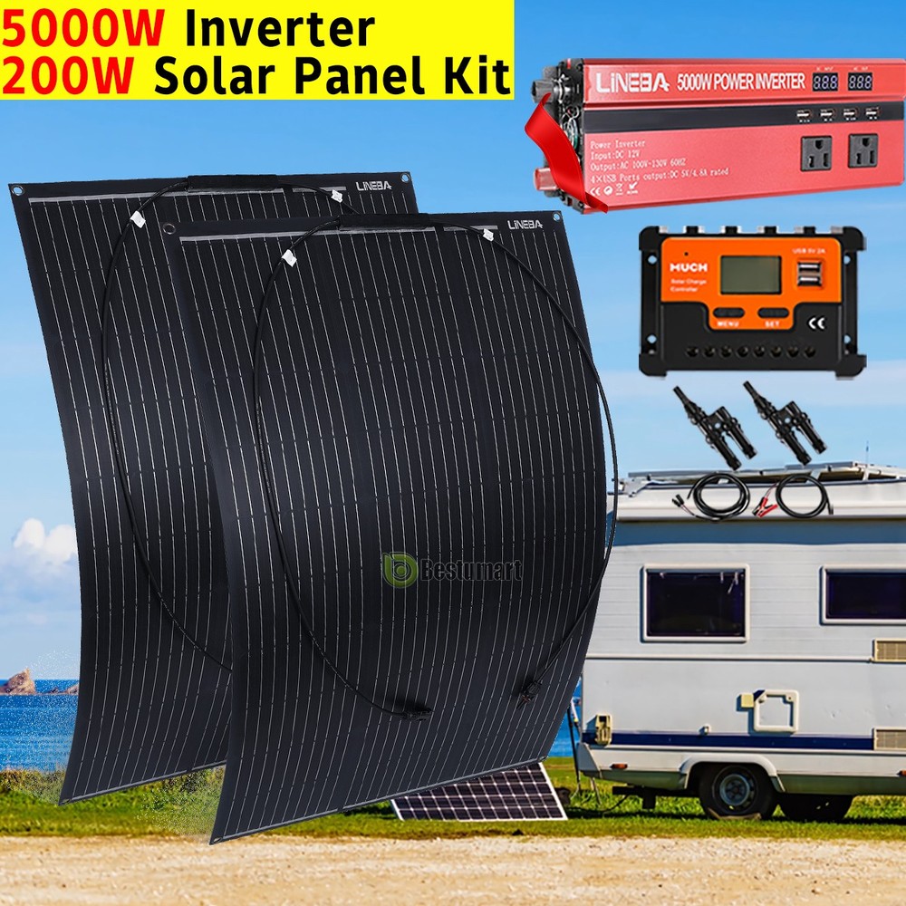 5000W Inverter Power System & 200W Flexible Solar Panel Starter WITH Controller