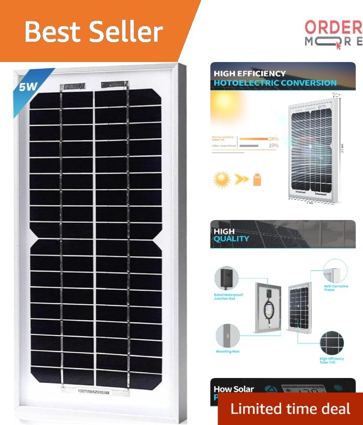 5W Solar Panel Waterproof Battery Maintainer for RV Car Marine Motorcycles