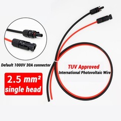 Solar Panel PV Cable DC Rated 2.5mm² 4mm² 6mm² + Connector Crimp Wire Red/Black