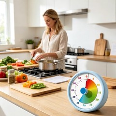 Visual Timer with Color Time Disk for Study Focusing and Kitchen Use