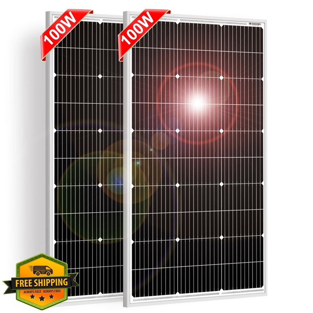 DOKIO 2-Pack 100W Solar Panels for 12V Battery