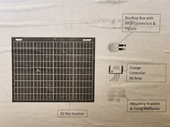 WAAREE WSBC-50 CEYONE SOLAR KIT w/30A CHARGE CONTROLLER, 50 Watt SOLAR PANEL KIT