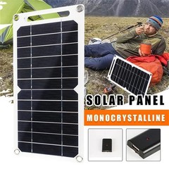 20W 5V Portable Solar Panel Power Bank USB Cell Phone Charger Camping Outdoor