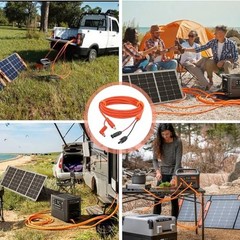 MC4 Solar Cable 14AWG 6.6FT with DC 8mm Adapter for Portable Power Stations & So