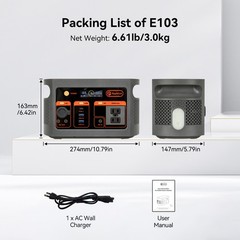 FlashFish E103 Portable Power Station 179Wh LiFePO4 Solar Generator for Camping