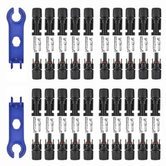 40 PCS Solar Connectors Waterproof IP67, MC4 1000V 30A, 20 Pairs with Spanners