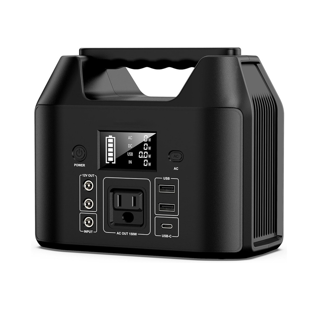 Portable Power Station 150W LiFePO4 Battery Bank Camping AC DC Solar Generator