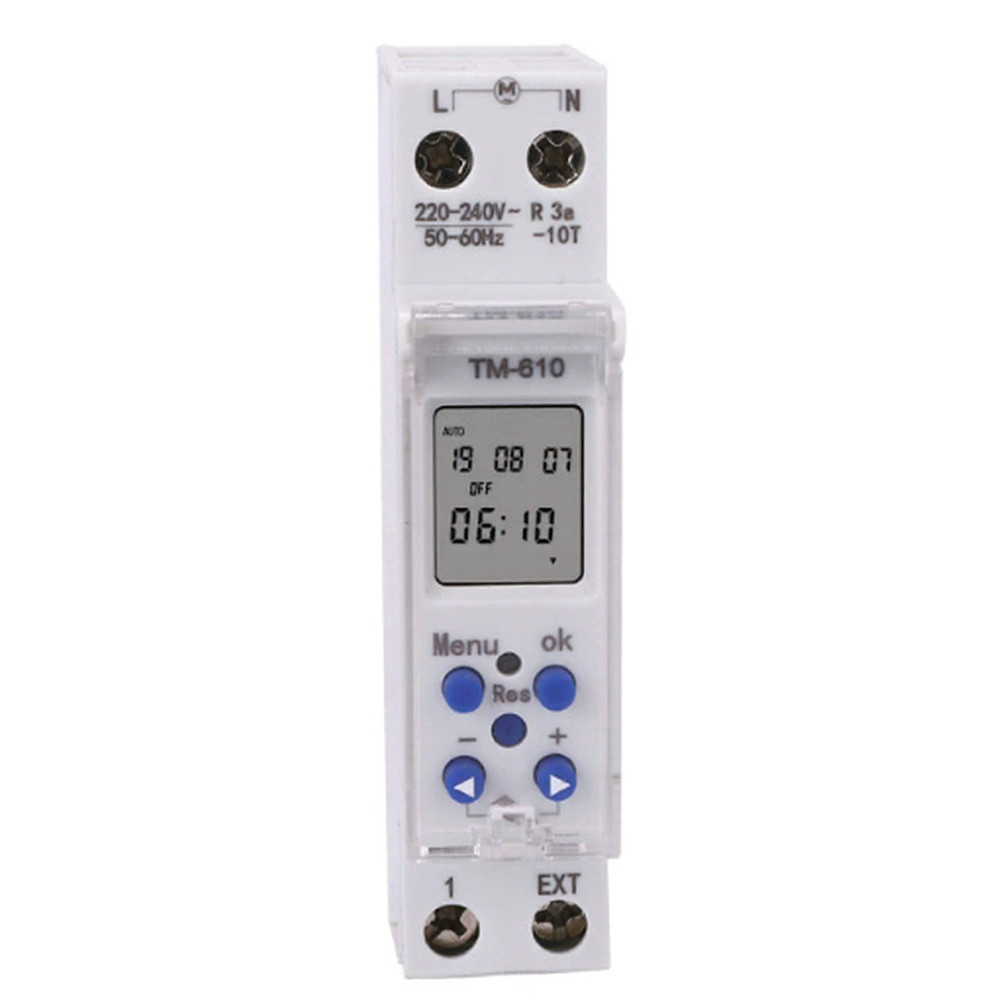 DIN Rail Timer Adjustable Time Intervals Clear Digital LCD Easy Installation