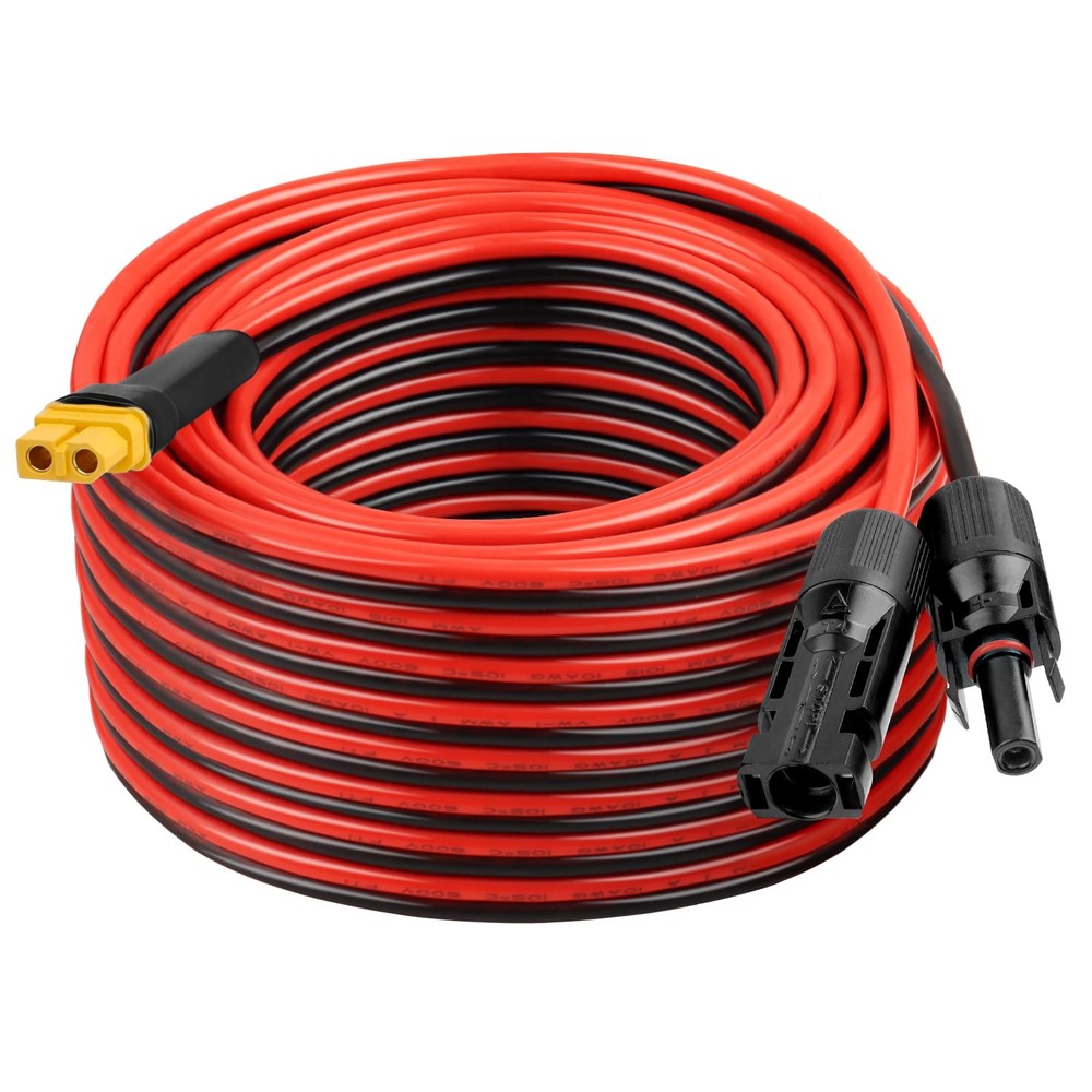 Solar Connector to XT60 Cable 50FT, 10AWG Solar to XT60 Female Extension Cable,